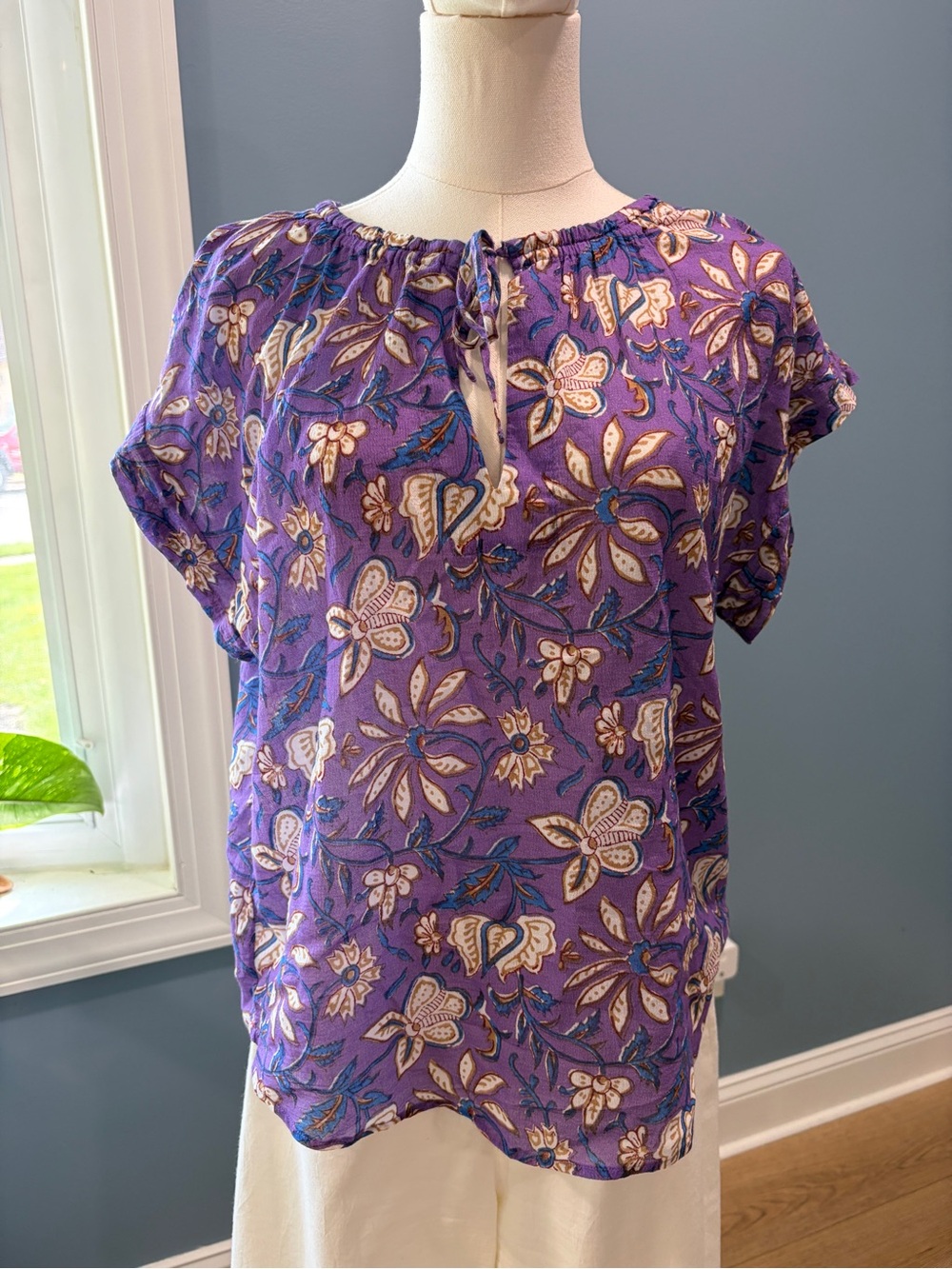 Xirena Tessa Top Purple Graze Floral Gauze Blouse S NWT - Picture 4 of 8